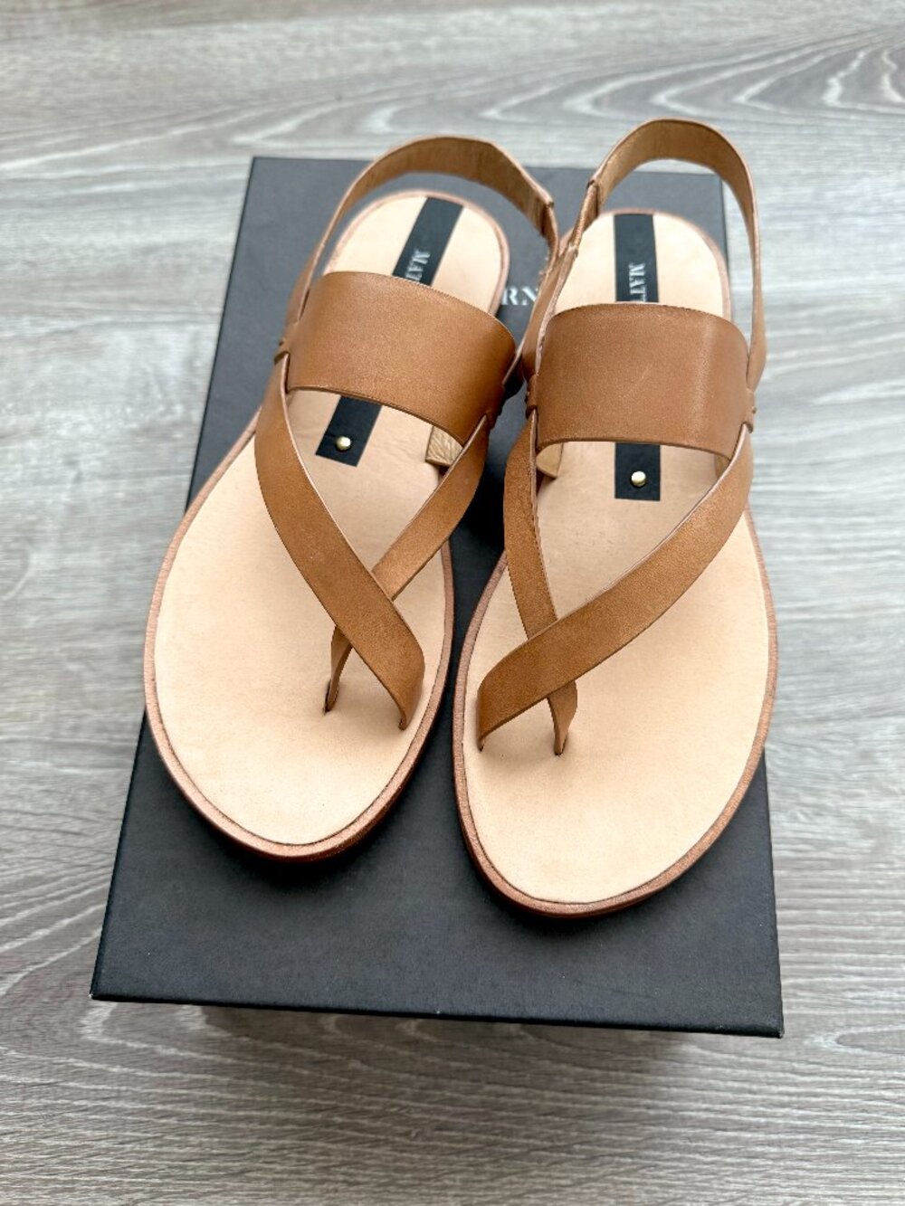Matt Bernson Athena Tan Strappy Flat Leather Sandals